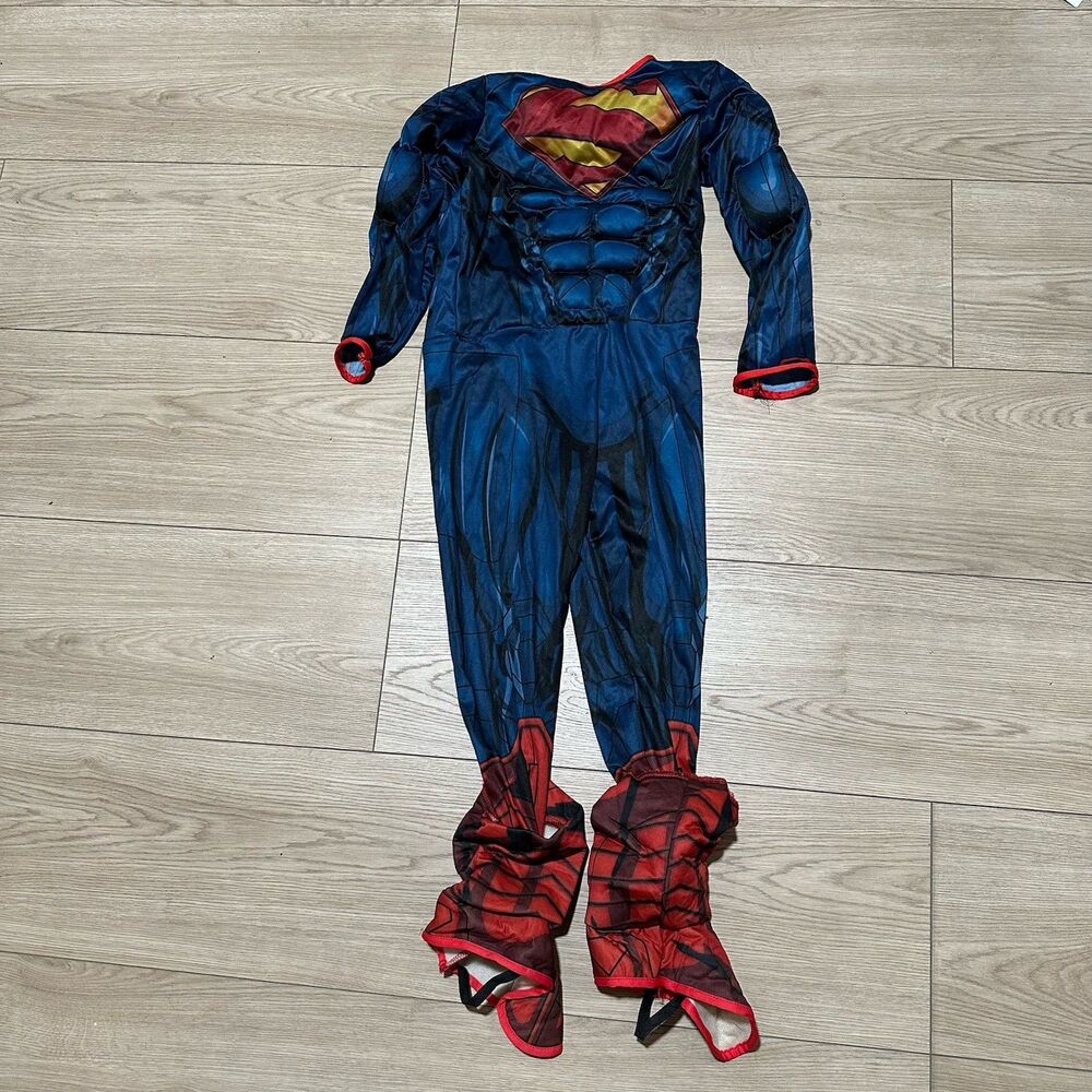 Rubies Superman Classic Kids Costume Medium Blue Red Cape Padded Jumpsuit